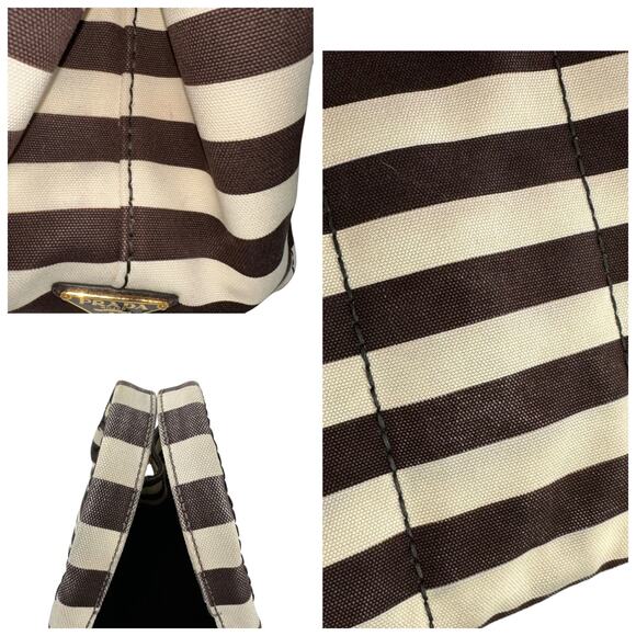 Prada Canapa Striped Two-Way Bag - Picture 9 of 9